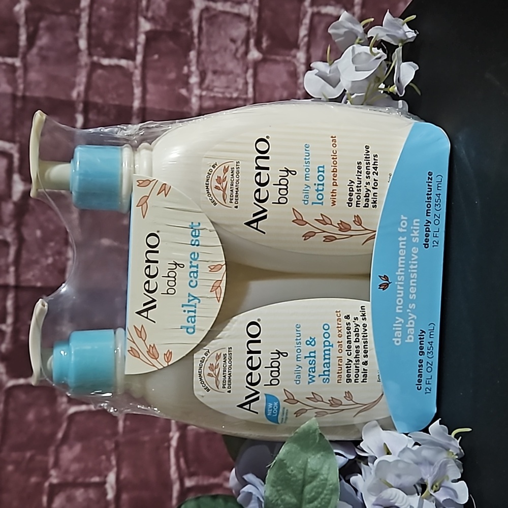 Aveeno 🦊 Baby Daily Care Set Daily Moisture Wash, Shampoo & Lotion NWT 12 oz